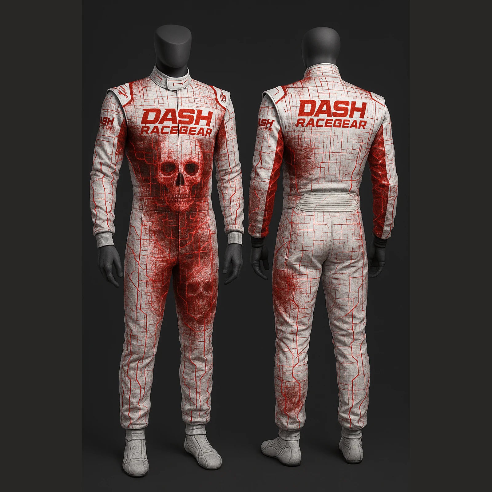 Cyber Skull Grid Halloween Race Suit by Dash Racegear, product gallery view 1 of 4