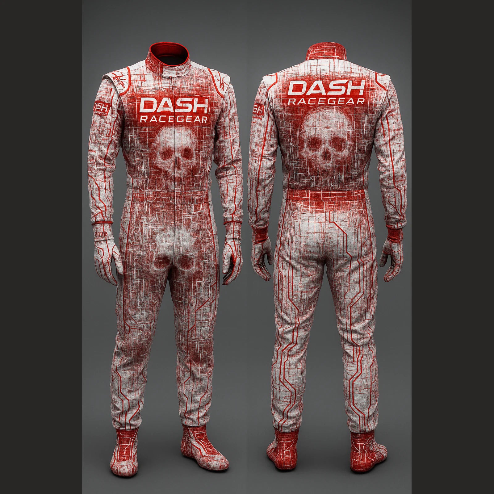 Cyber Skull Grid Halloween Race Suit by Dash Racegear, product gallery view 4 of 4