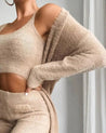 3 - Piece Fuzzy Fleece Loungewear Set - Beige - Xl - 42275241164869