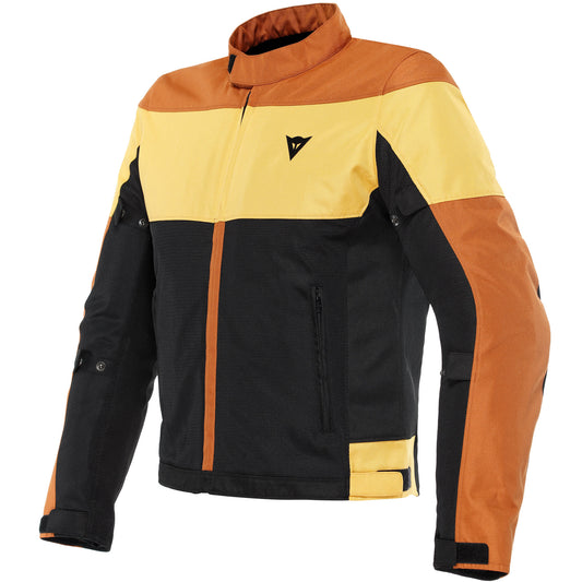 Dainese Elettrica Air Textile Jacket - Black / Leather Brown / Mineral Yellow by Dainese - clearance motorcycle jacket