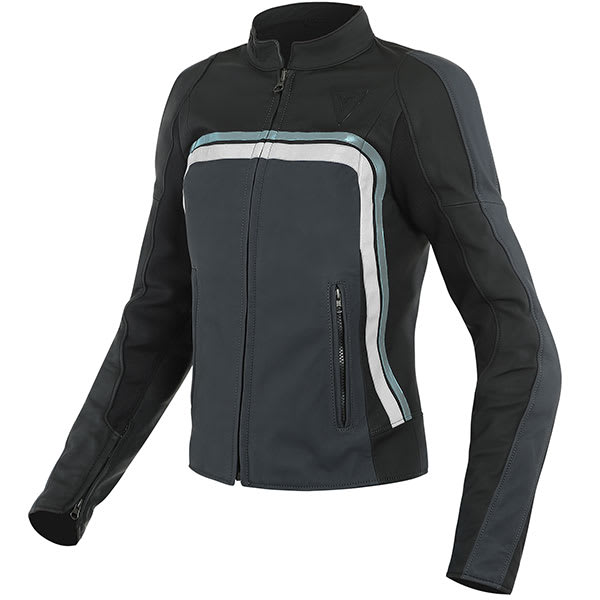 Dainese Ladies Lola 3 Leather Jacket - Black / Ebony / Atlantic / Glacier Grey by Dainese - clearance motorcycle jacket