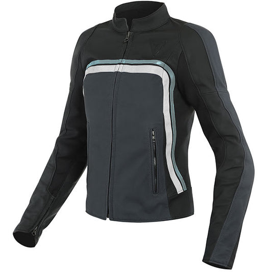 Dainese Ladies Lola 3 Leather Jacket - Black / Ebony / Atlantic / Glacier Grey by Dainese - clearance motorcycle jacket