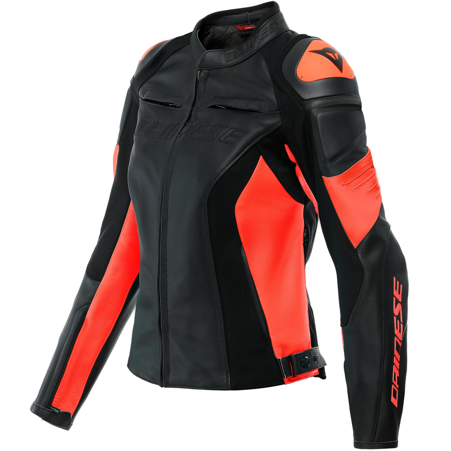 Dainese Ladies Racing 4 Leather Jacket - Black / Fluo Red by Dainese - clearance motorcycle jacket