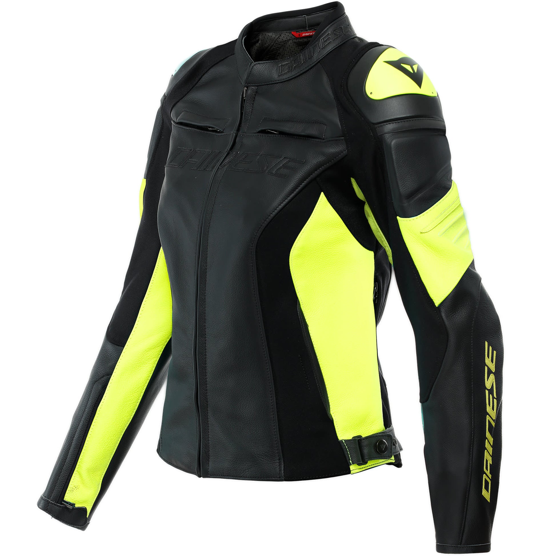 Dainese Ladies Racing 4 Leather Jacket - Black / Fluo Yellow by Dainese - clearance motorcycle jacket