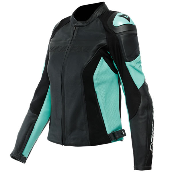 Dainese Ladies Racing 4 Perforated Leather Jacket - Black / Acqua Green by Dainese - clearance motorcycle jacket