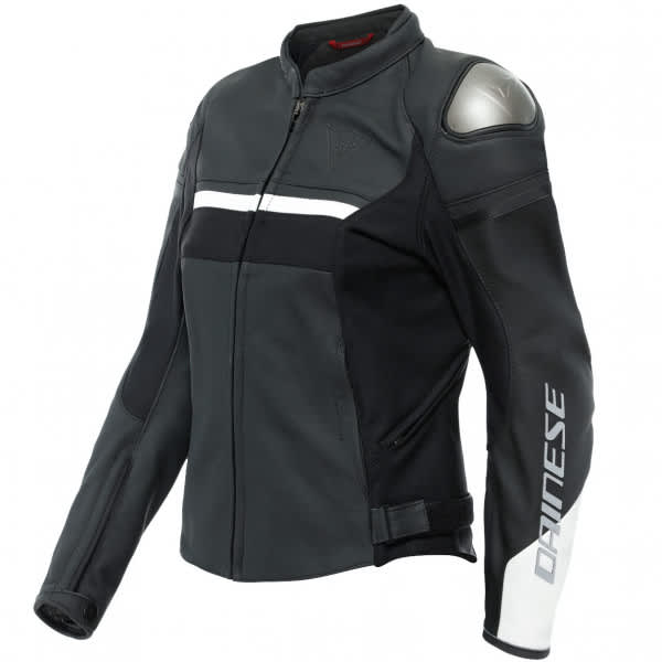 Dainese Ladies Rapida Leather Jacket - Black Matt / Black Matt / White by Dainese - clearance motorcycle jacket