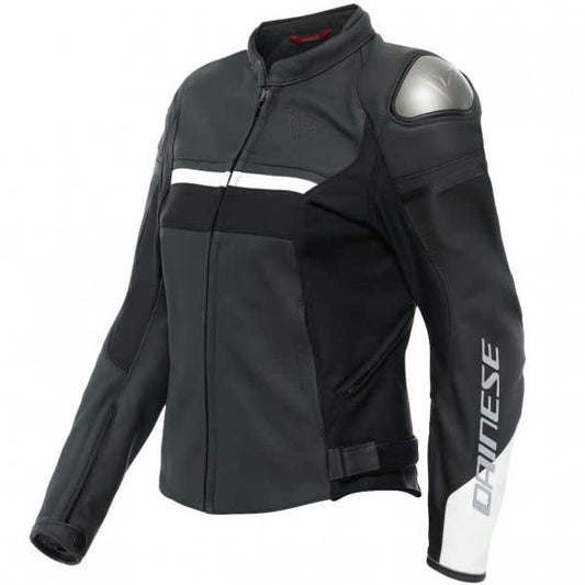 Dainese Ladies Rapida Leather Jacket - Black Matt / Black Matt / White by Dainese - clearance motorcycle jacket