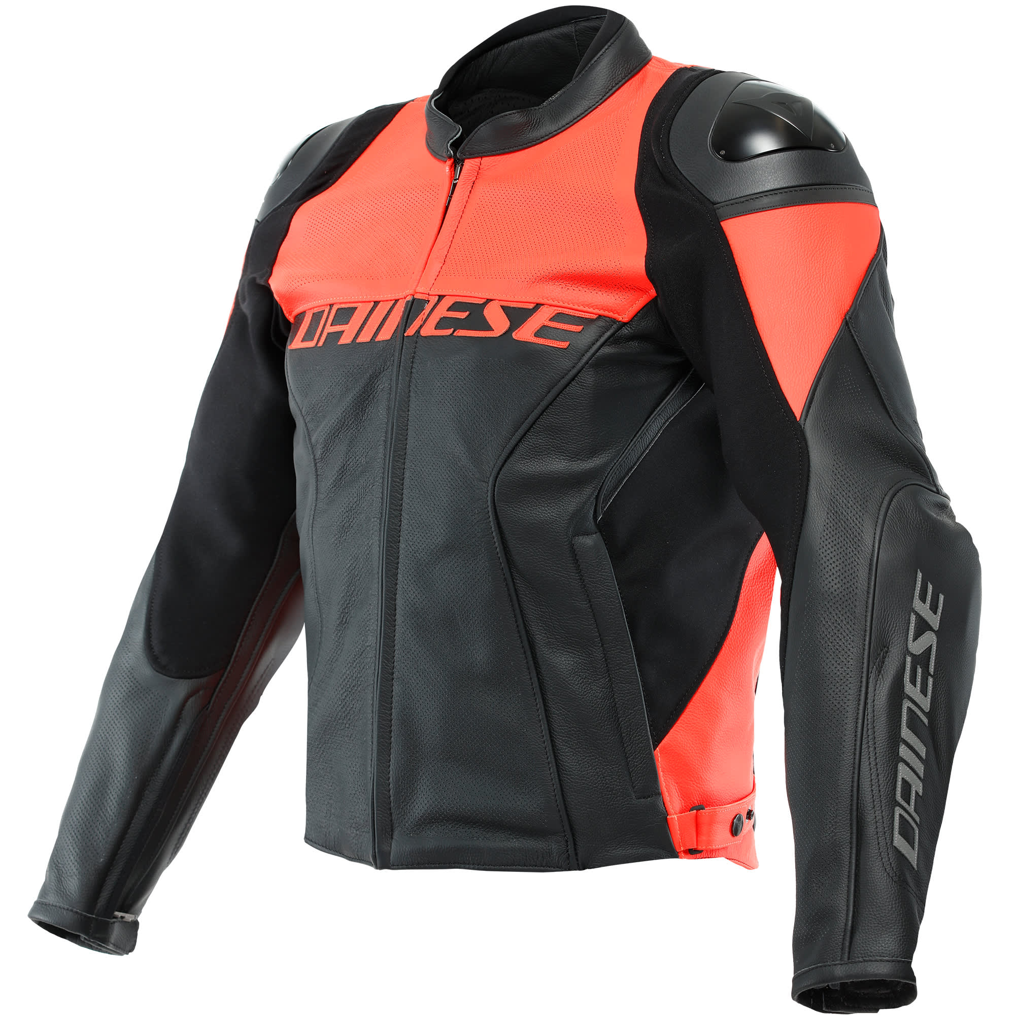 Dainese Racing 4 Perforated Leather Jacket - Black / Fluo Red by Dainese - clearance motorcycle jacket