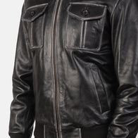 Aaron Black Leather Bomber Jacket by Dash Racegear - women Jacket view 6