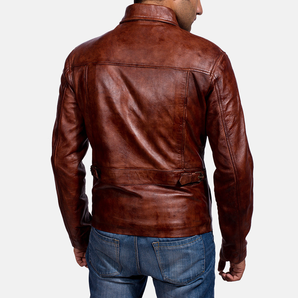 Abstract Maroon Leather Jacket by Dash Racegear - men Jacket view 4