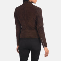 Adalyn Quilted Mocha Suede Biker Jacket by Dash Racegear - women Jacket view 5