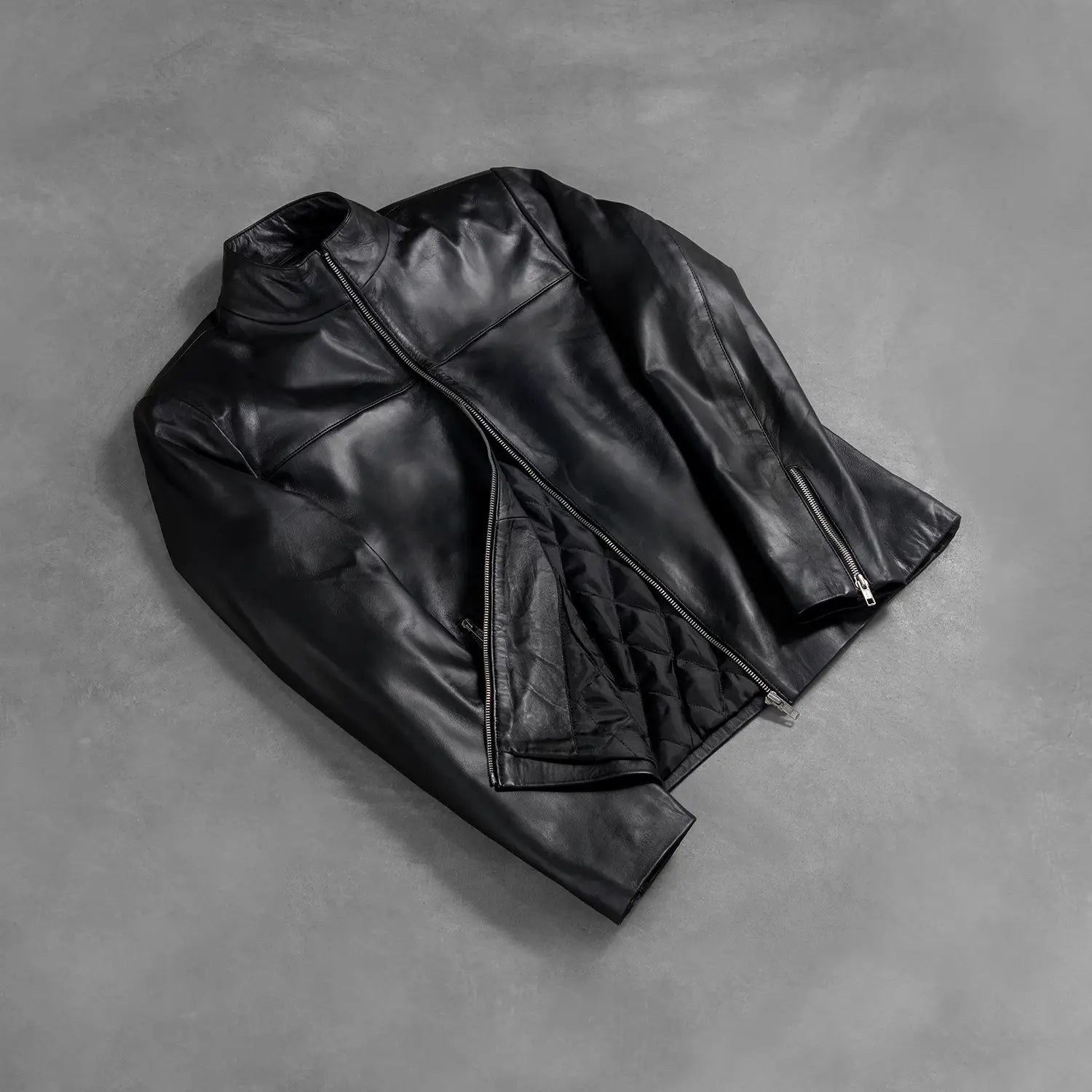 Adornica Black Leather Biker Jacket by Dash Racegear - men Jacket view 8
