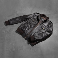 Agent Shadow Brown Leather Bomber Jacket by Dash Racegear - men Jacket view 8