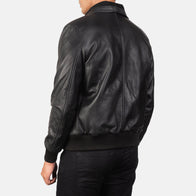 Air Rolf Black Leather Bomber Jacket by Dash Racegear - men Jacket view 5
