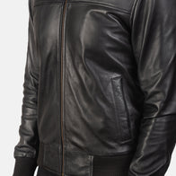 Air Rolf Black Leather Bomber Jacket by Dash Racegear - men Jacket view 6