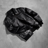 Air Rolf Black Leather Bomber Jacket by Dash Racegear - men Jacket view 8