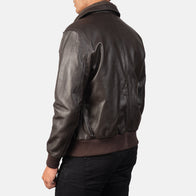 Air Rolf Brown Leather Bomber Jacket by Dash Racegear - men Jacket view 5