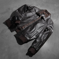 Air Rolf Brown Leather Bomber Jacket by Dash Racegear - men Jacket view 7