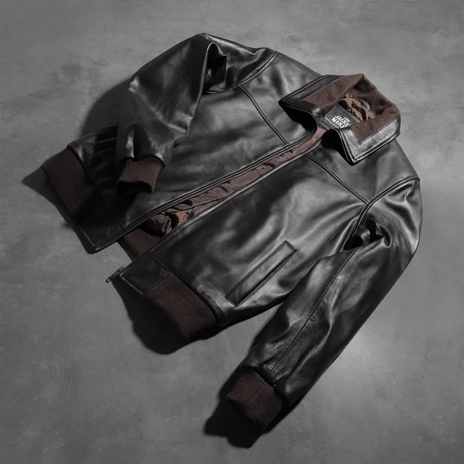 Air Rolf Brown Leather Bomber Jacket by Dash Racegear - men Jacket view 7