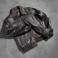 Air Rolf Brown Leather Bomber Jacket by Dash Racegear - men Jacket view 8