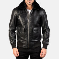 Airin G-1 Black Leather Bomber Jacket by Dash Racegear - men Jacket view 4