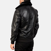 Airin G-1 Black Leather Bomber Jacket by Dash Racegear - men Jacket view 5