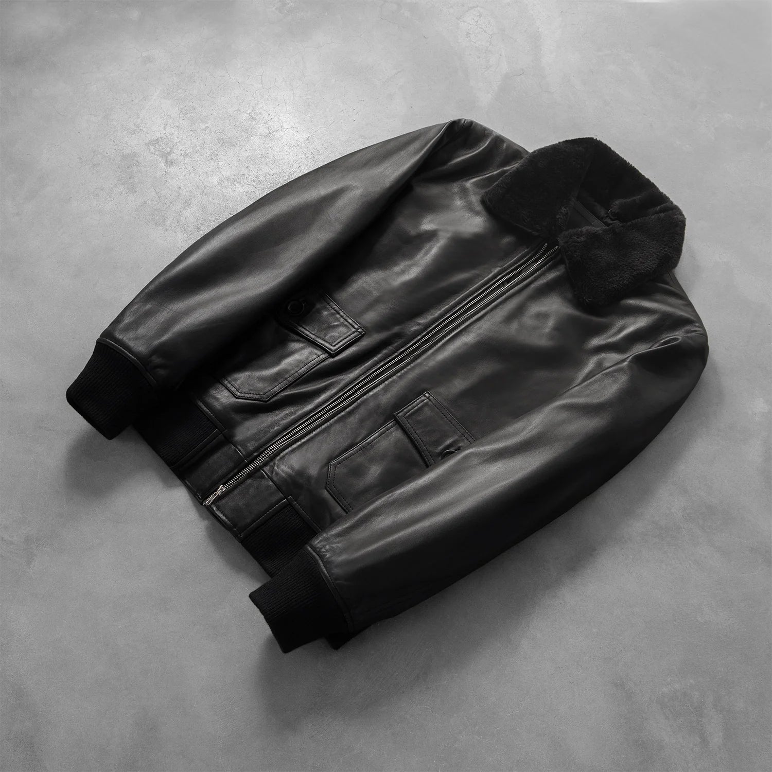 Airin G-1 Black Leather Bomber Jacket by Dash Racegear - men Jacket view 7