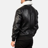 Airin G-1 Black & White Leather Bomber Jacket by Dash Racegear - men Jacket view 5