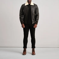 Airin G-1 Brown & Cream Leather Bomber Jacket by Dash Racegear - men Jacket view 3