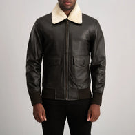 Airin G-1 Brown & Cream Leather Bomber Jacket by Dash Racegear - men Jacket view 4