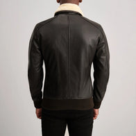 Airin G-1 Brown & Cream Leather Bomber Jacket by Dash Racegear - men Jacket view 5