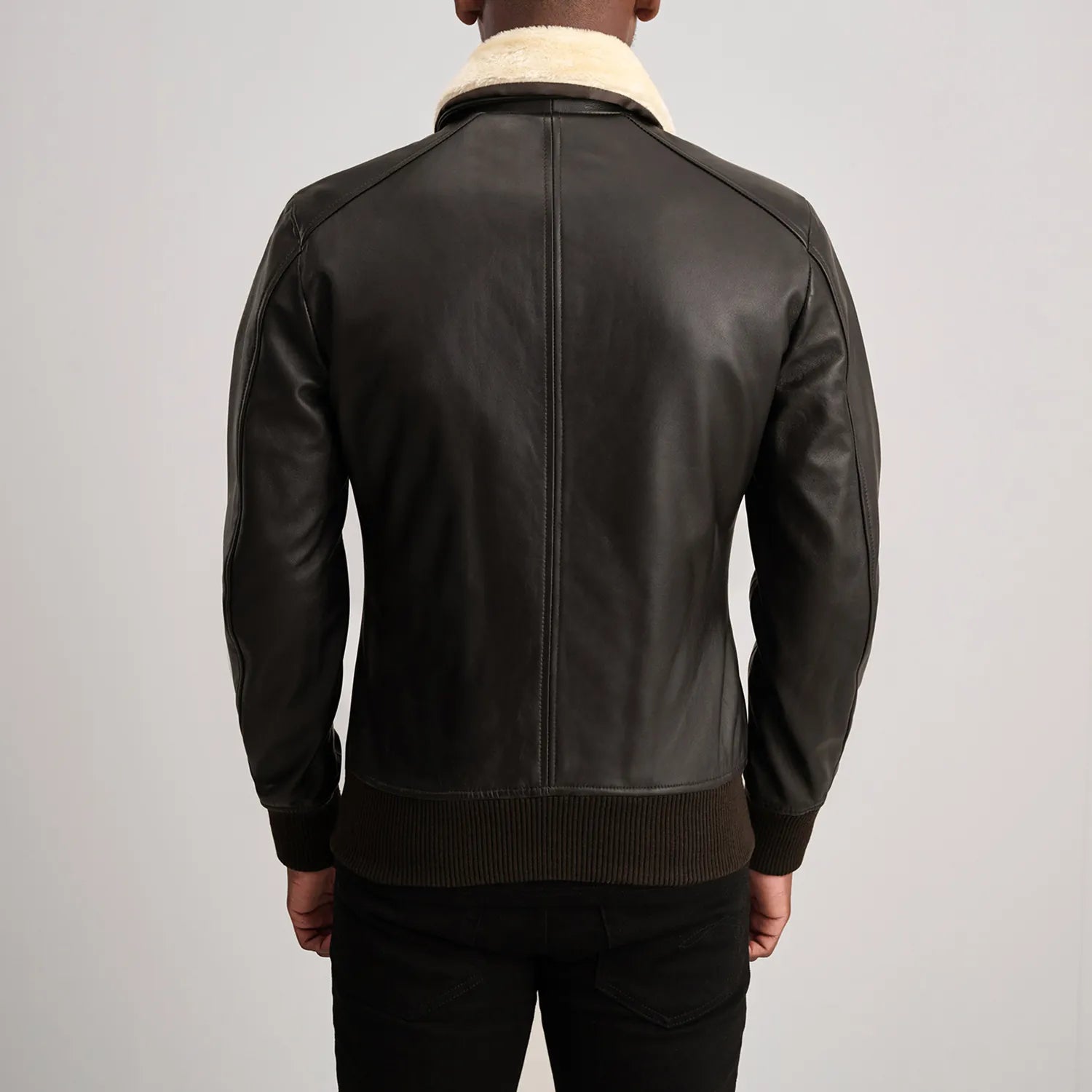 Airin G-1 Brown & Cream Leather Bomber Jacket by Dash Racegear - men Jacket view 5