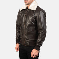 Airin G-1 Brown Leather Bomber Jacket by Dash Racegear - men Jacket view 2