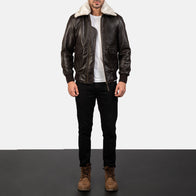 Airin G-1 Brown Leather Bomber Jacket by Dash Racegear - men Jacket view 3