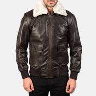 Airin G-1 Brown Leather Bomber Jacket by Dash Racegear - men Jacket view 4