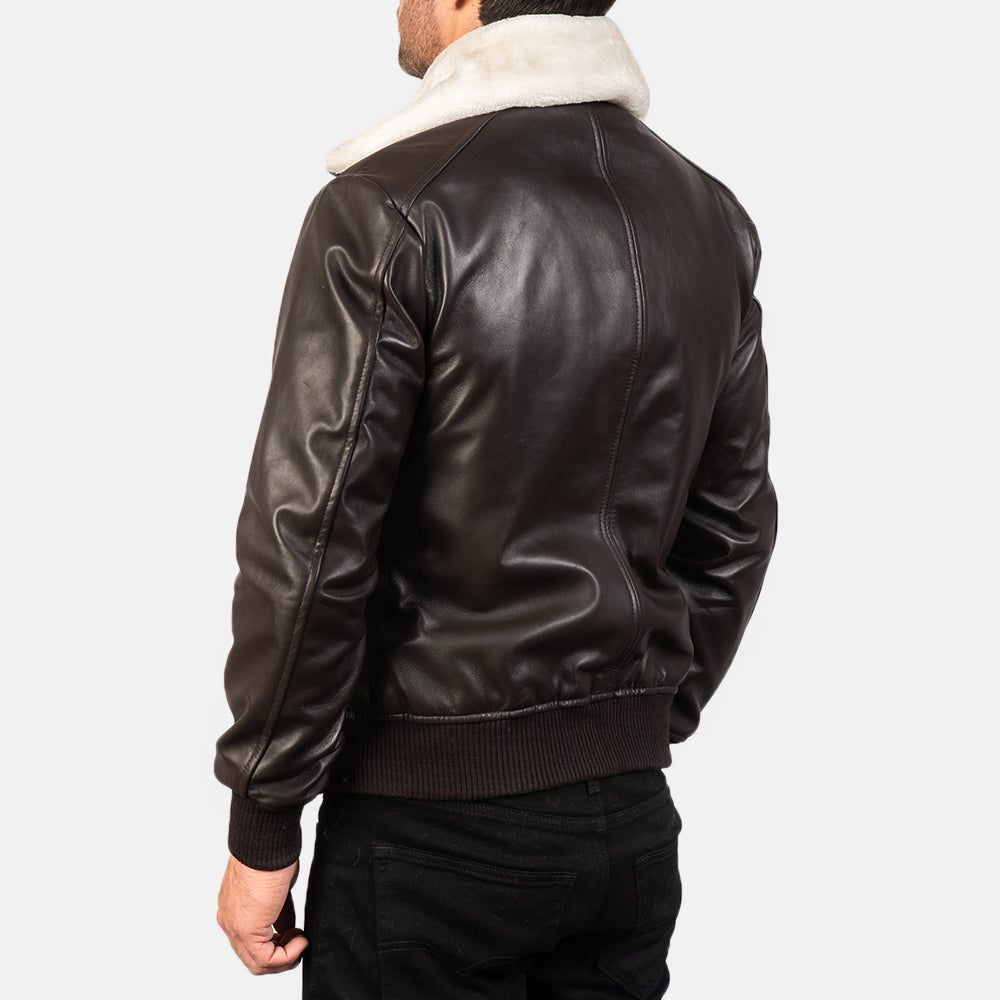 Airin G-1 Brown Leather Bomber Jacket by Dash Racegear - men Jacket view 5