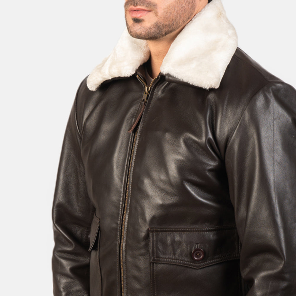 Airin G-1 Brown Leather Bomber Jacket by Dash Racegear - men Jacket view 6