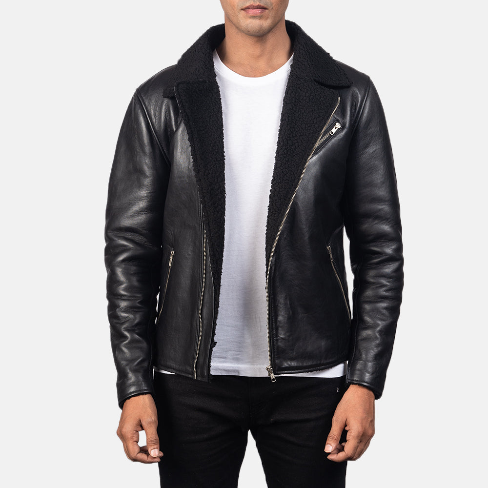 Alberto Shearling Black Leather Jacket by Dash Racegear - men Jacket view 1
