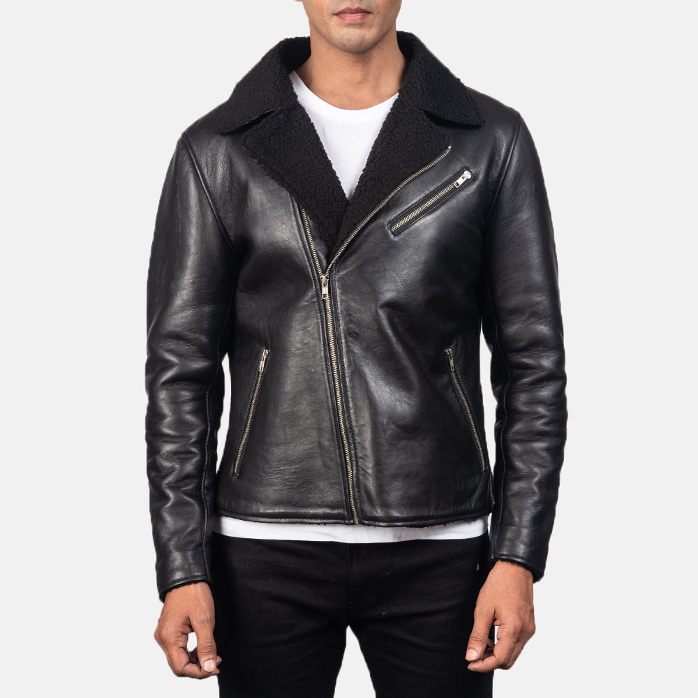 Alberto Shearling Black Leather Jacket by Dash Racegear - men Jacket view 3