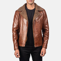 Alberto Shearling Brown Leather Jacket by Dash Racegear - men Jacket view 1