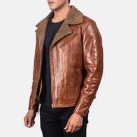 Alberto Shearling Brown Leather Jacket by Dash Racegear - men Jacket view 2