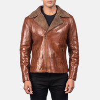 Alberto Shearling Brown Leather Jacket by Dash Racegear - men Jacket view 3