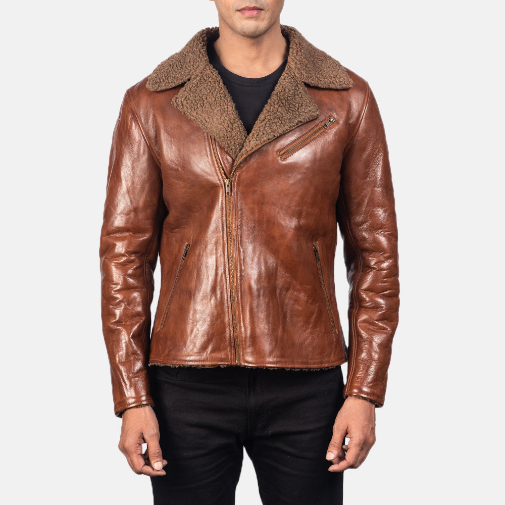 Alberto Shearling Brown Leather Jacket by Dash Racegear - men Jacket view 3