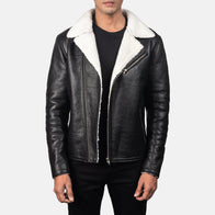 Alberto White Shearling Black Leather Jacket by Dash Racegear - men Jacket view 1
