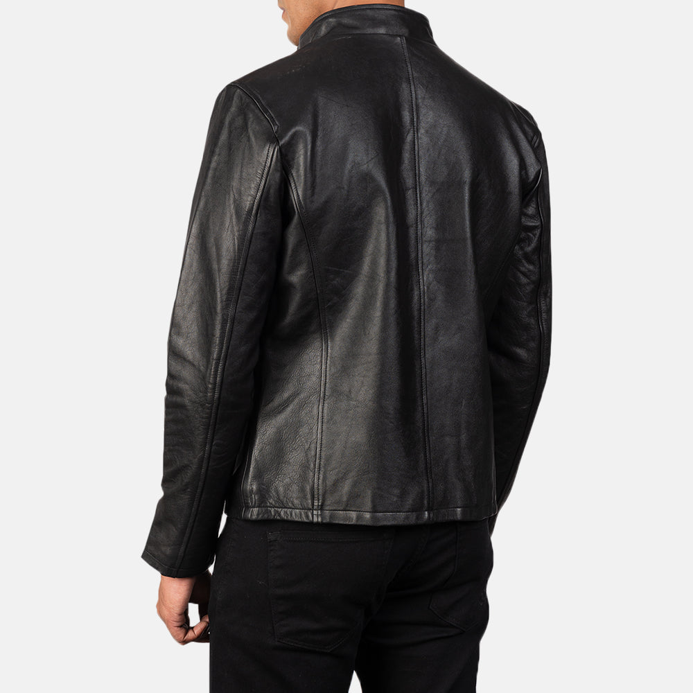 Alex Black Leather Biker Jacket by Dash Racegear - men Jacket view 5