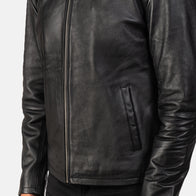 Alex Black Leather Biker Jacket by Dash Racegear - men Jacket view 6