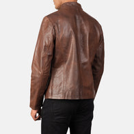 Alex Brown Leather Biker Jacket by Dash Racegear - men Jacket view 5