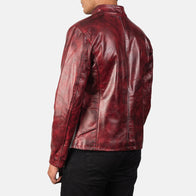 Alex Distressed Burgundy Leather Jacket by Dash Racegear - men Jacket view 5