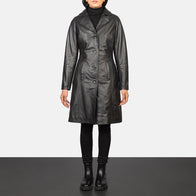 Alexis Black Single Breasted Leather Coat by Dash Racegear - women Jacket view 1