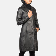 Alexis Black Single Breasted Leather Coat by Dash Racegear - women Jacket view 2